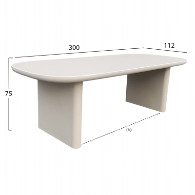 ΤΡΑΠΕΖΙ ΤΡΑΠΕΖΑΡΙΑΣ FIBER CEMENT AZAMI HM6601.02 ΜΠΕΖ 300x112x75Υεκ.