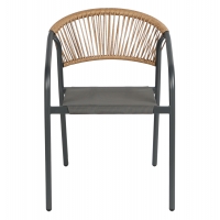 ΠΟΛΥΘΡΟΝΑ HOMAN HM6430.01 ΓΚΡΙ ΜΕΤΑΛΛΟ & TEXTILENE--ΜΠΕΖ P.E.RATTAN 53x58x75Υεκ