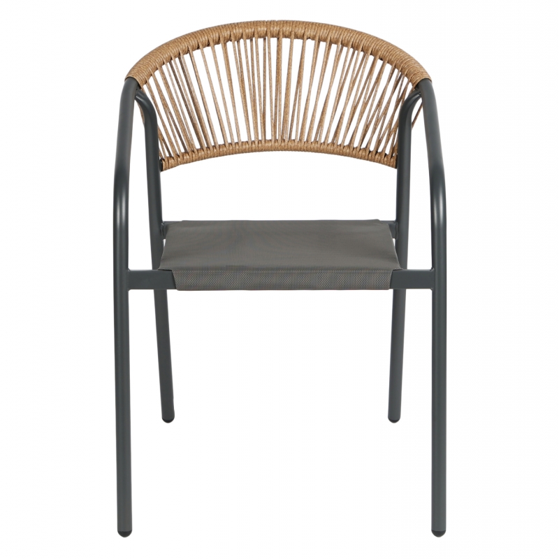 ΠΟΛΥΘΡΟΝΑ HOMAN HM6430.01 ΓΚΡΙ ΜΕΤΑΛΛΟ & TEXTILENE--ΜΠΕΖ P.E.RATTAN 53x58x75Υεκ