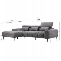 ΚΑΝΑΠΕΣ ΑΡΙΣΤΕΡΗ ΓΩΝΙΑ DIVYA HM3267.12L ΓΚΡΙ ΥΦΑΣΜΑ 260x100-174x104Υεκ.