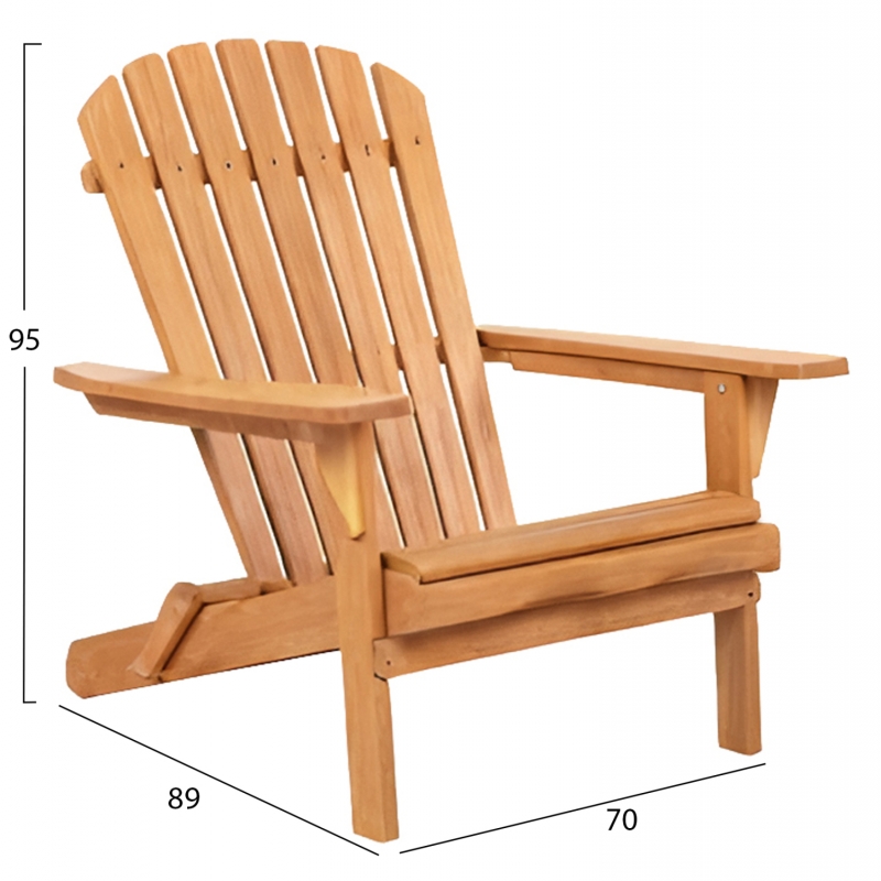 ΠΟΛΥΘΡΟΝΑ LOUNGE ΠΤΥΣΣΟΜΕΝΗ SKALL HM6619 ΞΥΛΟ TEAK ΦΥΣΙΚΟ 70.5x85x92Υεκ.
