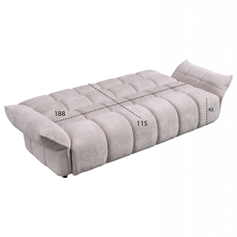 ΚΑΝΑΠΕΣ ΚΡΕΒΑΤΙ MELU HM3314.02 ΜΠΕΖ ΥΦΑΣΜΑ--ΚΑΘΙΣΜΑ POCKET SPRINGS 240-250x90x85Υεκ.