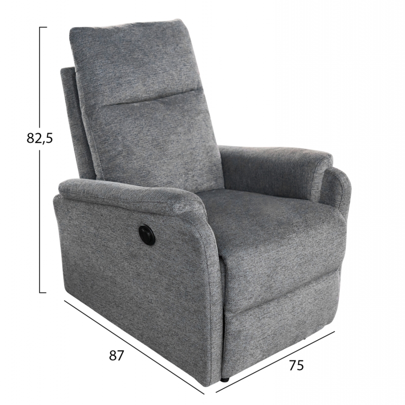 ΣΕΤ ΚΑΝΑΠΕΣ-ΠΟΛΥΘΡΟΝΑ RELAX SYNTHIA HM10735.03 ΓΚΡΙ ΥΦΑΣΜΑ-ΗΛ.ΑΝΑΚΛΙΣΗ [L]