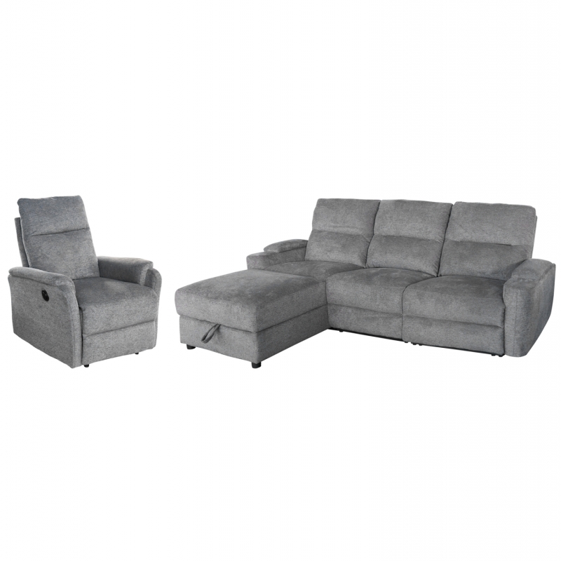 ΣΕΤ ΚΑΝΑΠΕΣ-ΠΟΛΥΘΡΟΝΑ RELAX SYNTHIA HM10735.03 ΓΚΡΙ ΥΦΑΣΜΑ-ΗΛ.ΑΝΑΚΛΙΣΗ [L]