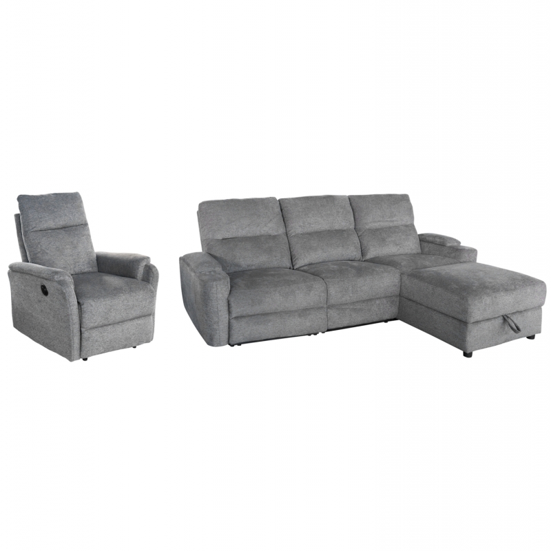 ΣΕΤ ΚΑΝΑΠΕΣ-ΠΟΛΥΘΡΟΝΑ RELAX SYNTHIA HM10736.03 ΓΚΡΙ ΥΦΑΣΜΑ-ΗΛ.ΑΝΑΚΛΙΣΗ [R]