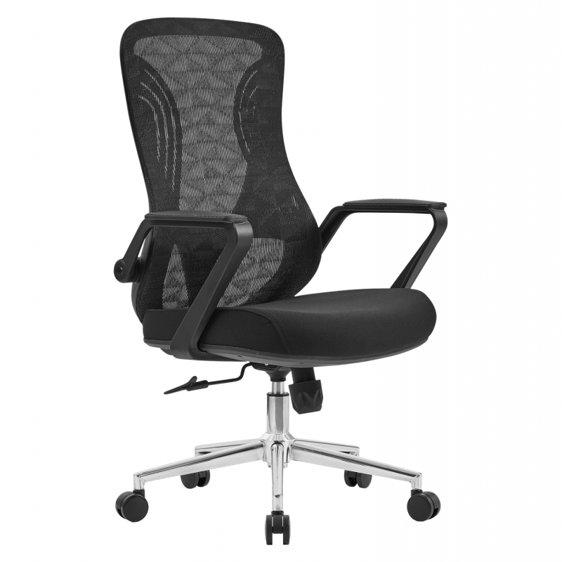 ΚΑΡΕΚΛΑ ΓΡΑΦΕΙΟΥ DECIFER HM1212.01 ΜΑΥΡO MESH-ΒΑΣΗ ΧΡΩΜΙΟΥ 61x60x110Υεκ.