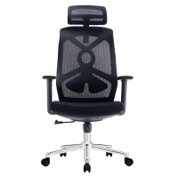 ΚΑΡΕΚΛΑ ΓΡΑΦΕΙΟΥ FLEXORA HM1213.01 ΜΑΥΡO MESH-ΒΑΣΗ ΧΡΩΜΙΟΥ 60x63x125Υεκ