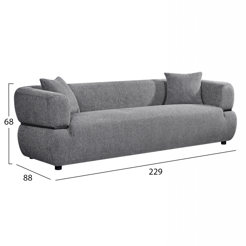 ΚΑΝΑΠΕΣ 3-ΘΕΣΙΟΣ ARCTIS HM3327.01 ΓΚΡΙ ΥΦΑΣΜΑ 229x88x88Υεκ. ΚΑΝΑΠΕΣ 3-ΘΕΣΙΟΣ ARCTIS HM3327.01 ΓΚΡΙ ΥΦΑΣΜΑ 229x88x88Υεκ.