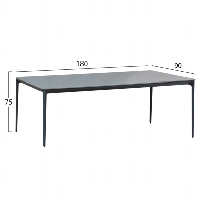 ΤΡΑΠΕΖΙ ΤΡΑΠΕΖΑΡΙΑΣ STAD HM6557.01 ΓΚΡΙ ΑΛΟΥΜΙΝΙΟ & SINTERED STONE TOP 180x90x74Υεκ