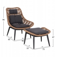 ΠΟΛΥΘΡΟΝΑ LOUNGE ΜΕ ΥΠΟΠΟΔΙΟ REMVAZZO HM6561.01 ΑΛΟΥΜΙΝΙΟ ΓΚΡΙ--WICKER 90x85x96Υεκ ΠΟΛΥΘΡΟΝΑ LOUNGE ΜΕ ΥΠΟΠΟΔΙΟ REMVAZZO HM6561.01 ΑΛΟΥΜΙΝΙΟ ΓΚΡΙ--WICKER 90x85x96Υεκ