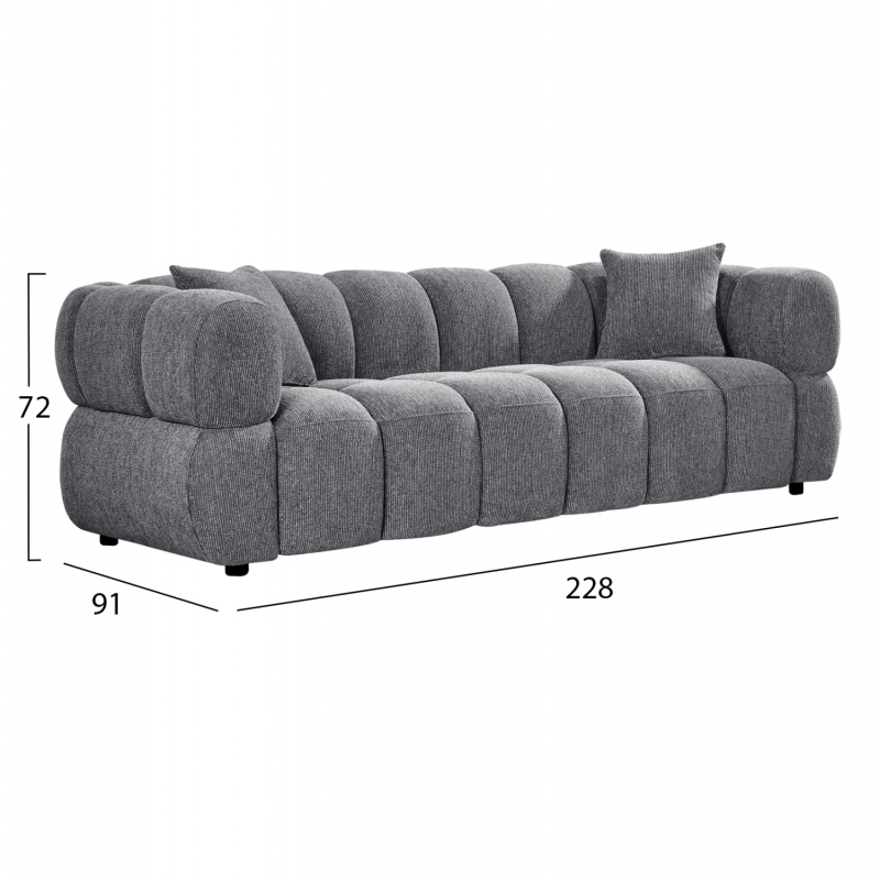 ΚΑΝΑΠΕΣ 3-ΘΕΣΙΟΣ NORIKA HM3331.01 ΓΚΡΙ ΥΦΑΣΜΑ 220x88x85Υεκ. ΚΑΝΑΠΕΣ 3-ΘΕΣΙΟΣ NORIKA HM3331.01 ΓΚΡΙ ΥΦΑΣΜΑ 220x88x85Υεκ.
