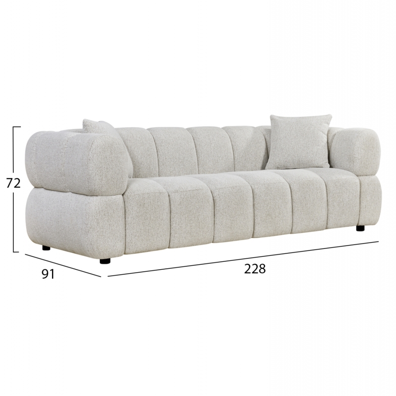 ΚΑΝΑΠΕΣ 3-ΘΕΣΙΟΣ NORIKA HM3331.02 ΕΚΡΟΥ ΥΦΑΣΜΑ 220x88x85Υεκ.