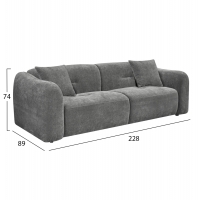 ΚΑΝΑΠΕΣ 3-ΘΕΣΙΟΣ JUNOA HM3333.01 ΓΚΡΙ ΥΦΑΣΜΑ 228x89x74Υεκ