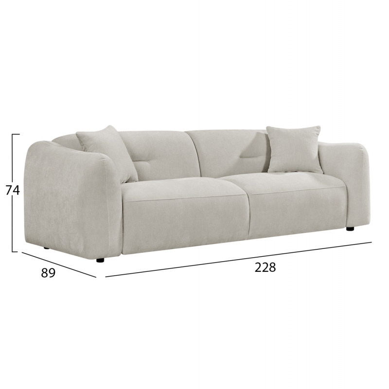 ΚΑΝΑΠΕΣ 3-ΘΕΣΙΟΣ JUNOA HM3333.02 ΕΚΡΟΥ ΥΦΑΣΜΑ 228x89x74Υεκ ΚΑΝΑΠΕΣ 3-ΘΕΣΙΟΣ JUNOA HM3333.02 ΕΚΡΟΥ ΥΦΑΣΜΑ 228x89x74Υεκ