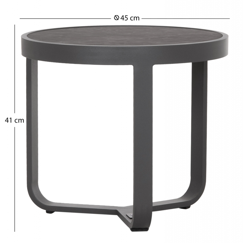 ΤΡΑΠΕΖΑΚΙ ΑΛΟΥΜΙΝΙΟΥ DEVIOUS SM6440.01 ΑΝΘΡΑΚΙ--ΓΚΡΙ SINTERED STONE TOP Φ45x41Υεκ.