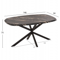 ΤΡΑΠΕΖΙ ΟΒΑΛ RODDEN HM11903.02 ΜΕ WERZALIT BLACK/GOLD MARBLE-ΜΑΥΡΗ ΒΑΣΗ 146x94x75Υεκ ΤΡΑΠΕΖΙ ΟΒΑΛ RODDEN HM11903.02 ΜΕ WERZALIT BLACK/GOLD MARBLE-ΜΑΥΡΗ ΒΑΣΗ 146x94x75Υεκ