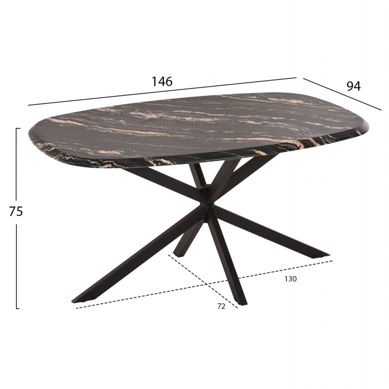 ΤΡΑΠΕΖΙ ΟΒΑΛ RODDEN HM11903.02 ΜΕ WERZALIT BLACK/GOLD MARBLE-ΜΑΥΡΗ ΒΑΣΗ 146x94x75Υεκ ΤΡΑΠΕΖΙ ΟΒΑΛ RODDEN HM11903.02 ΜΕ WERZALIT BLACK/GOLD MARBLE-ΜΑΥΡΗ ΒΑΣΗ 146x94x75Υεκ