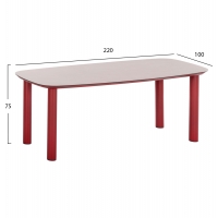 ΤΡΑΠΕΖΙ DOSUN HM6202.05 KOKKINO ΑΛΟΥΜΙΝΙΟ-3D PRINT ΓΥΑΛΙ ΓΚΡΙ-ΚΕΡΑΜΙΚΟ LOOK 220x100x75Υεκ