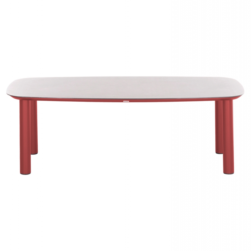 ΤΡΑΠΕΖΙ DOSUN HM6202.05 KOKKINO ΑΛΟΥΜΙΝΙΟ-3D PRINT ΓΥΑΛΙ ΓΚΡΙ-ΚΕΡΑΜΙΚΟ LOOK 220x100x75Υεκ