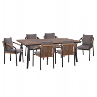ΣΕΤ ΤΡΑΠΕΖΑΡΙΑΣ 7ΤΜΧ MAERLY HM10826.13 ΑΛΟΥΜΙΝΙΟ & ΜΑΞΙΛΑΡΙΑ ΣΚΟΥΡΟ ΓΚΡΙ--POLYWOOD