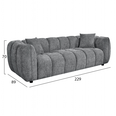 ΚΑΝΑΠΕΣ 3-ΘΕΣΙΟΣ LYKKE HM3323.01 ΓΚΡΙ ΥΦΑΣΜΑ 229x89x70Υεκ ΚΑΝΑΠΕΣ 3-ΘΕΣΙΟΣ LYKKE HM3323.01 ΓΚΡΙ ΥΦΑΣΜΑ 229x89x70Υεκ