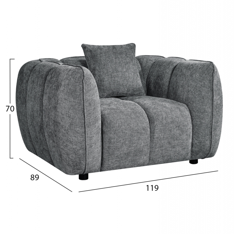 ΣΕΤ ΚΑΝΑΠΕΣ ΓΩΝΙΑ (ΑΡΙΣΤΕΡΗ)-ΠΟΛΥΘΡΟΝΑ LOUNGE LYKKE HM10820.01L ΓΚΡΙ ΥΦΑΣΜΑ