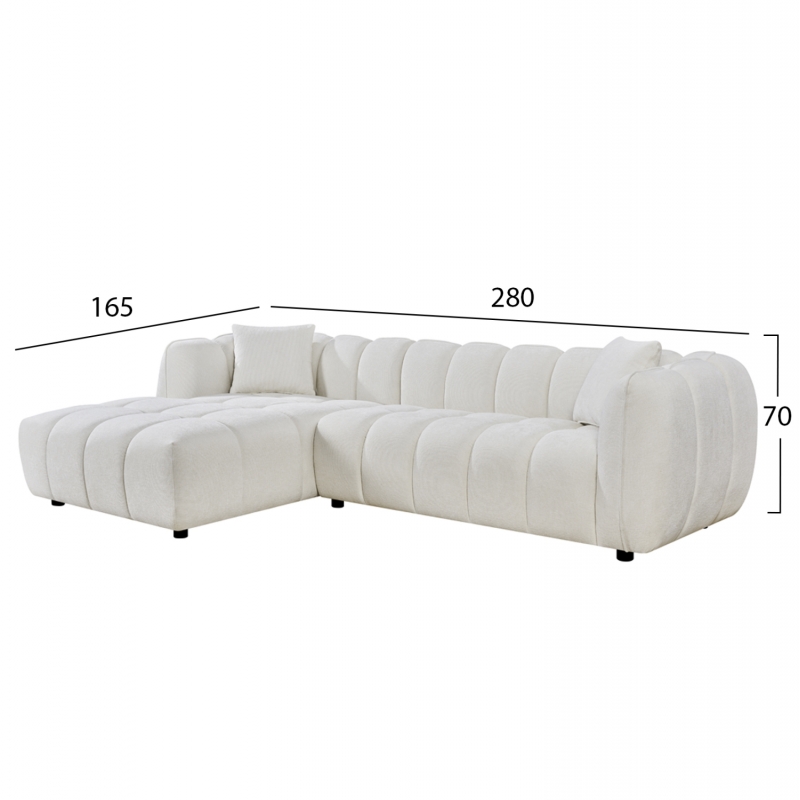 ΣΕΤ ΚΑΝΑΠΕΣ ΓΩΝΙΑ (ΑΡΙΣΤΕΡΗ)-ΠΟΛΥΘΡΟΝΑ LOUNGE LYKKE HM10820.02L ΕΚΡΟΥ ΥΦΑΣΜΑ
