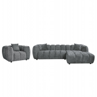 ΣΕΤ ΚΑΝΑΠΕΣ ΓΩΝΙΑ (ΔΕΞΙΑ)-ΠΟΛΥΘΡΟΝΑ LOUNGE LYKKE HM10820.01R ΓΚΡΙ ΥΦΑΣΜΑ
