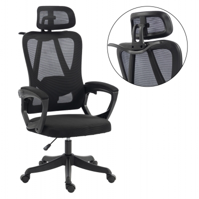 ΚΑΡΕΚΛΑ ΓΡΑΦΕΙΟΥ FRANTIC HM1224.01 ΜΑΥΡO MESH & ΠΟΛΥΠΡΟΠΥΛΕΝΙΟ 60x66x130Υεκ