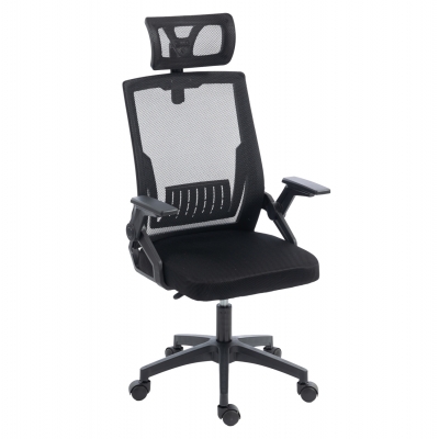 ΚΑΡΕΚΛΑ ΓΡΑΦΕΙΟΥ MATRON HM1226.01 ΜΑΥΡO PP & MESH ΥΦΑΣΜΑ 47x47x128Υεκ