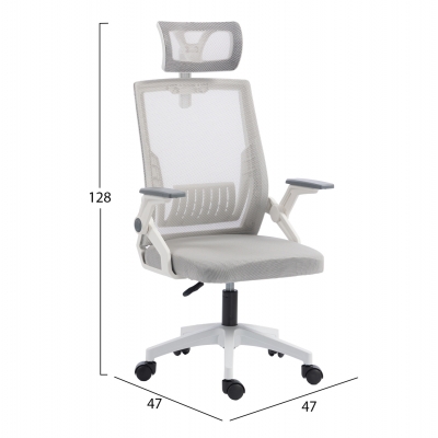 ΚΑΡΕΚΛΑ ΓΡΑΦΕΙΟΥ MATRON HM1226.02 ΛΕΥΚΟ PP--ΑΝΟΙΧΤΟ ΓΚΡΙ MESH 59x55x115Υεκ