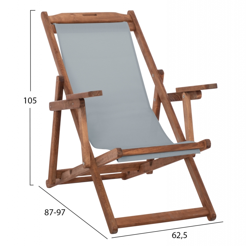 ΣΕΖΛΟΝΓΚ ΜΕ ΜΠΡΑΤΣΑ ΛΗΜΝΟΣ & PVC ΓΚΡΙ HM11708.10T ΞΥΛΟ ΟΞΙΑΣ ΚΑΡΥΔΙ 62.5x97x105Υεκ