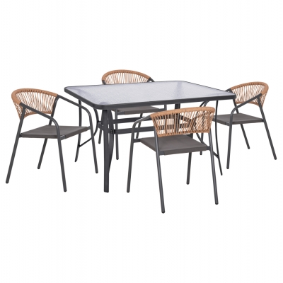 ΣΕΤ ΤΡΑΠΕΖΑΡΙΑΣ 5ΤΜΧ BRUNO HM10860.01 ΚΑΡΕΚΛΕΣ ΜΕΤΑΛΛΙΚΕΣ & ΤΡΑΠΕΖΙ 140x80εκ ΓΚΡΙ