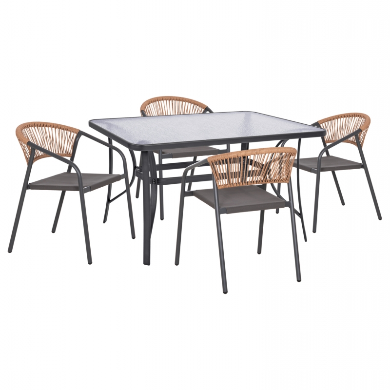 ΣΕΤ ΤΡΑΠΕΖΑΡΙΑΣ 5ΤΜΧ BRUNO HM10860.01 ΚΑΡΕΚΛΕΣ ΜΕΤΑΛΛΙΚΕΣ & ΤΡΑΠΕΖΙ 140x80εκ ΓΚΡΙ