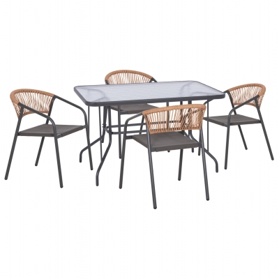 ΣΕΤ ΤΡΑΠΕΖΑΡΙΑΣ 5ΤΜΧ ADAM HM10859.01 ΚΑΡΕΚΛΕΣ ΜΕΤΑΛΛΙΚΕΣ & ΤΡΑΠΕΖΙ 120x70εκ ΓΚΡΙ