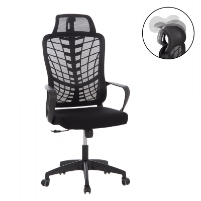 ΚΑΡΕΚΛΑ ΓΡΑΦΕΙΟΥ ELVAR HM1219.01 ΜΑΥΡO MESH--ΒΑΣΗ ΠΟΛΥΠΡΟΠΥΛΕΝΙΟΥ 63x56x125Υεκ