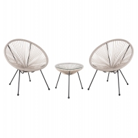 ΣΕΤ ΕΞΩΤΕΡΙΚΟΥ ΧΩΡΟΥ 3ΤΜΧ ACAPULCO HM11861.03 P.E.RATTAN ΕΚΡΟΥ-ΜΕΤΑΛΛΟ ΣΕ ΜΑΥΡΟ