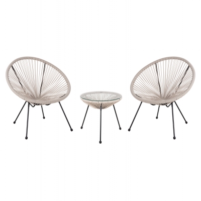 ΣΕΤ ΕΞΩΤΕΡΙΚΟΥ ΧΩΡΟΥ 3ΤΜΧ ACAPULCO HM11861.03 P.E.RATTAN ΕΚΡΟΥ-ΜΕΤΑΛΛΟ ΣΕ ΜΑΥΡΟ