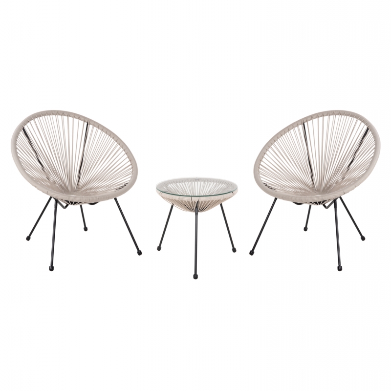 ΣΕΤ ΕΞΩΤΕΡΙΚΟΥ ΧΩΡΟΥ 3ΤΜΧ ACAPULCO HM11861.03 P.E.RATTAN ΕΚΡΟΥ-ΜΕΤΑΛΛΟ ΣΕ ΜΑΥΡΟ