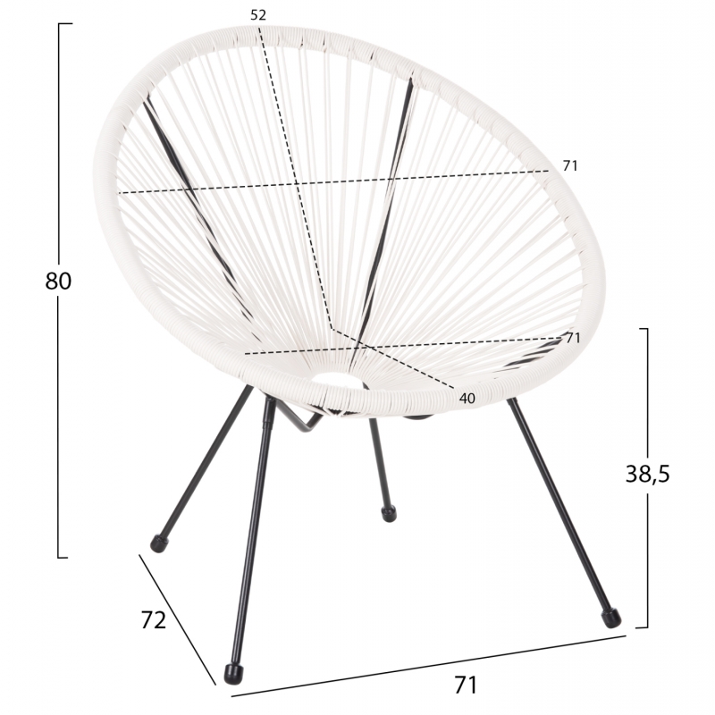 ΣΕΤ ΕΞΩΤΕΡΙΚΟΥ ΧΩΡΟΥ 3ΤΜΧ ACAPULCO HM11861.12 P.E.RATTAN ΛΕΥΚΟ-ΜΕΤΑΛΛΟ ΣΕ ΜΑΥΡΟ