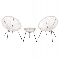 ΣΕΤ ΕΞΩΤΕΡΙΚΟΥ ΧΩΡΟΥ 3ΤΜΧ ACAPULCO HM11861.12 P.E.RATTAN ΛΕΥΚΟ-ΜΕΤΑΛΛΟ ΣΕ ΜΑΥΡΟ
