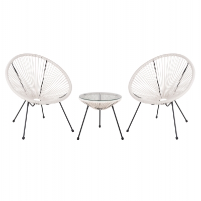 ΣΕΤ ΕΞΩΤΕΡΙΚΟΥ ΧΩΡΟΥ 3ΤΜΧ ACAPULCO HM11861.12 P.E.RATTAN ΛΕΥΚΟ-ΜΕΤΑΛΛΟ ΣΕ ΜΑΥΡΟ