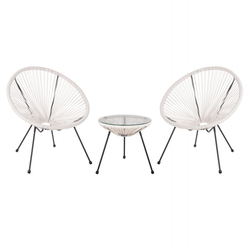 ΣΕΤ ΕΞΩΤΕΡΙΚΟΥ ΧΩΡΟΥ 3ΤΜΧ ACAPULCO HM11861.12 P.E.RATTAN ΛΕΥΚΟ-ΜΕΤΑΛΛΟ ΣΕ ΜΑΥΡΟ