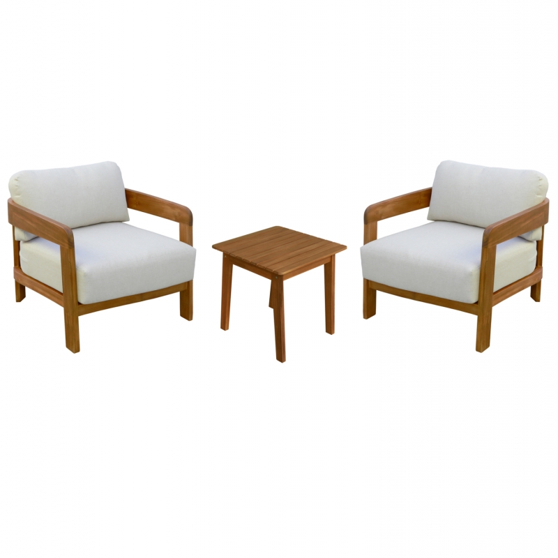 LOUNGE ΣΕΤ SOLARA HM10892 ΤΡΑΠΕΖΑΚΙ & 2 ΠΟΛΥΘΡΟΝΕΣ--ΞΥΛΟ ΑΚΑΚΙΑΣ--ΕΚΡΟΥ ΜΑΞΙΛΑΡΙΑ