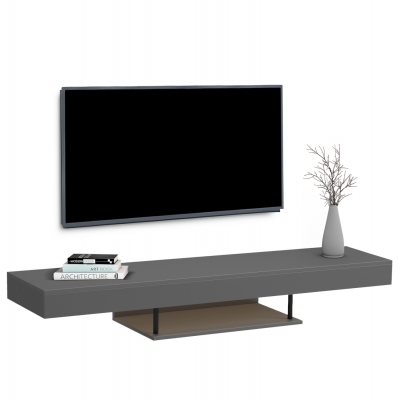 ΕΠΙΠΛΟ ΤΗΛΕΟΡΑΣΗΣ ΤΟΙΧΟΥ ME LED SAVOR HM18381.05 ΜΕΛΑΜΙΝΗ ΣΕ ΓΚΡΙ 150x29,5x22Υεκ