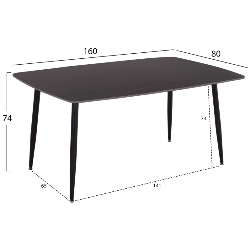 ΣΕΤ ΤΡΑΠΕΖΑΡΙΑΣ 5ΤΜΧ DETTON HM10940.01 ΚΕΡΑΜΙΚΟ TOP--ΥΦΑΣΜΑ ΓΚΡΙ & ΜΕΤΑΛ.ΠΟΔΙΑ ΜΑΥΡΑ