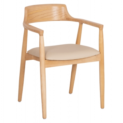 ΠΟΛΥΘΡΟΝΑ ΤΡΑΠΕΖΑΡΙΑΣ TARGA HM18336.11 RUBBERWOOD ΦΥΣΙΚΟ & PU ΕΚΡΟΥ 58x54x78Yεκ