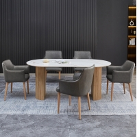 ΣΕΤ ΤΡΑΠΕΖΑΡΙΑΣ 7ΤΜΧ MELLOW HM21360 ΚΕΡΑΜΙΚΟ TOP/MDF ΠΟΔΙΑ--PU ΓΚΡΙ/ΜΕΤΑΛ.ΠΟΔΙΑ