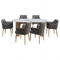 ΣΕΤ ΤΡΑΠΕΖΑΡΙΑΣ 7ΤΜΧ MELLOW HM21360 ΚΕΡΑΜΙΚΟ TOP/MDF ΠΟΔΙΑ--PU ΓΚΡΙ/ΜΕΤΑΛ.ΠΟΔΙΑ