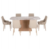 ΣΕΤ ΤΡΑΠΕΖΑΡΙΑΣ 7ΤΜΧ NORDU HM21359 ΚΕΡΑΜΙΚΟ TOP/MDF ΒΑΣΗ--PU ΚΡΕΜ/ΜΕΤΑΛ.ΠΟΔΙΑ